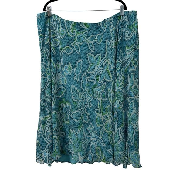 Bob Mackie Vintage 100% Silk Midi Skirt 4X Blue Wearable Art Mosaic Floral Artsy - Picture 1 of 3